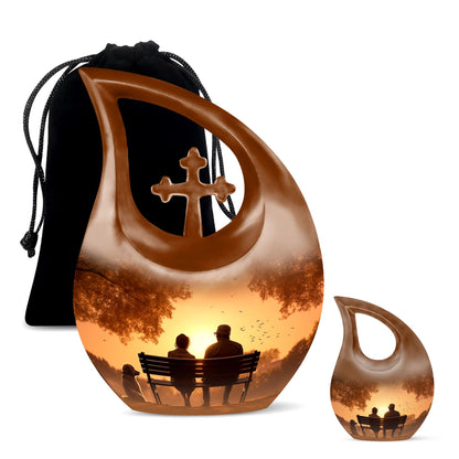 Personalized Couple Cremation Urn for Human Ashes - 10-inch, 200 cu in - Yatskia