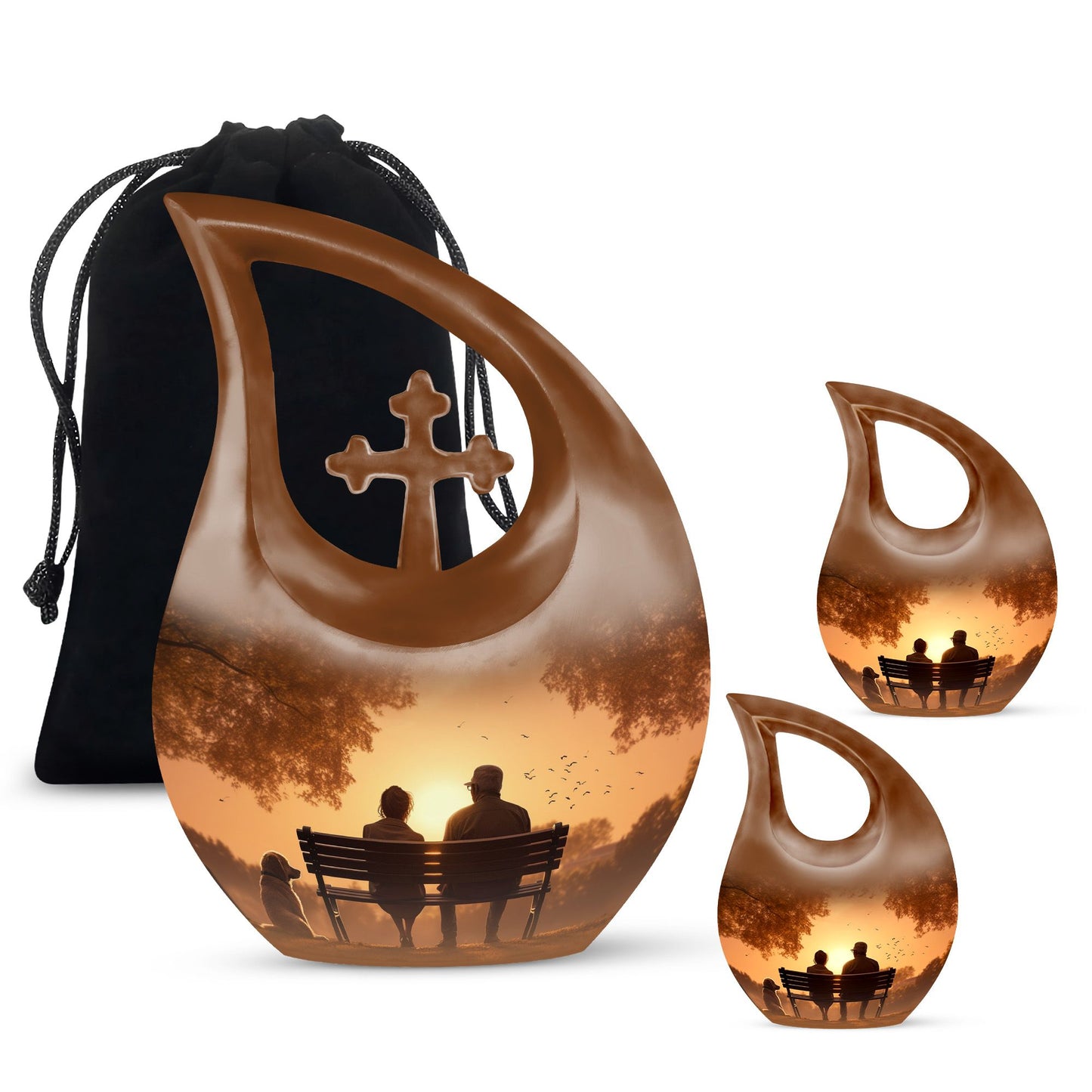 Personalized Couple Cremation Urn for Human Ashes - 10-inch, 200 cu in - Yatskia