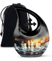 Chess themed Cross Drop Funeral Urn