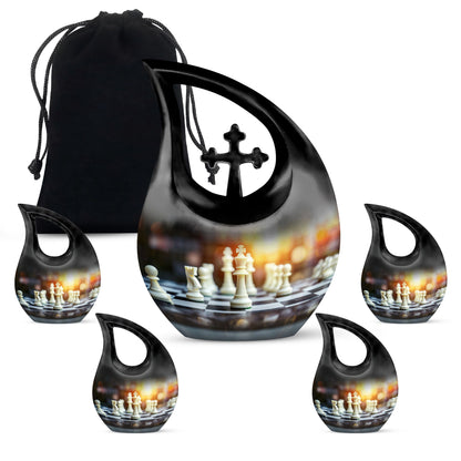 Chess themed Cross Drop Funeral Urn