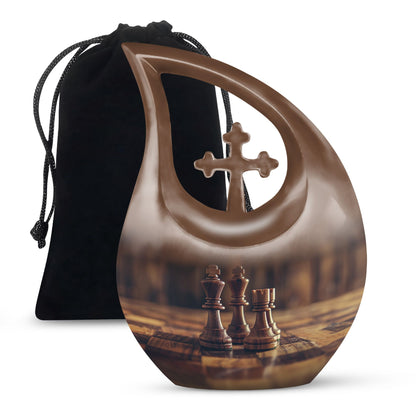 Chess themed Cross Drop design Urn