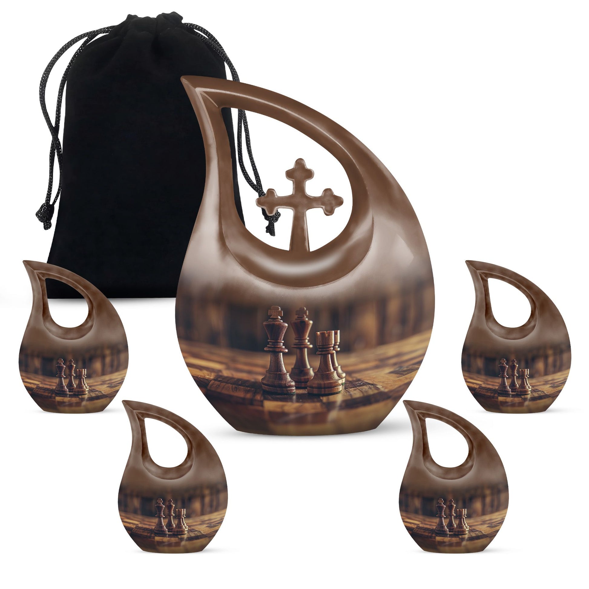 Chess themed Cross Drop design Urn