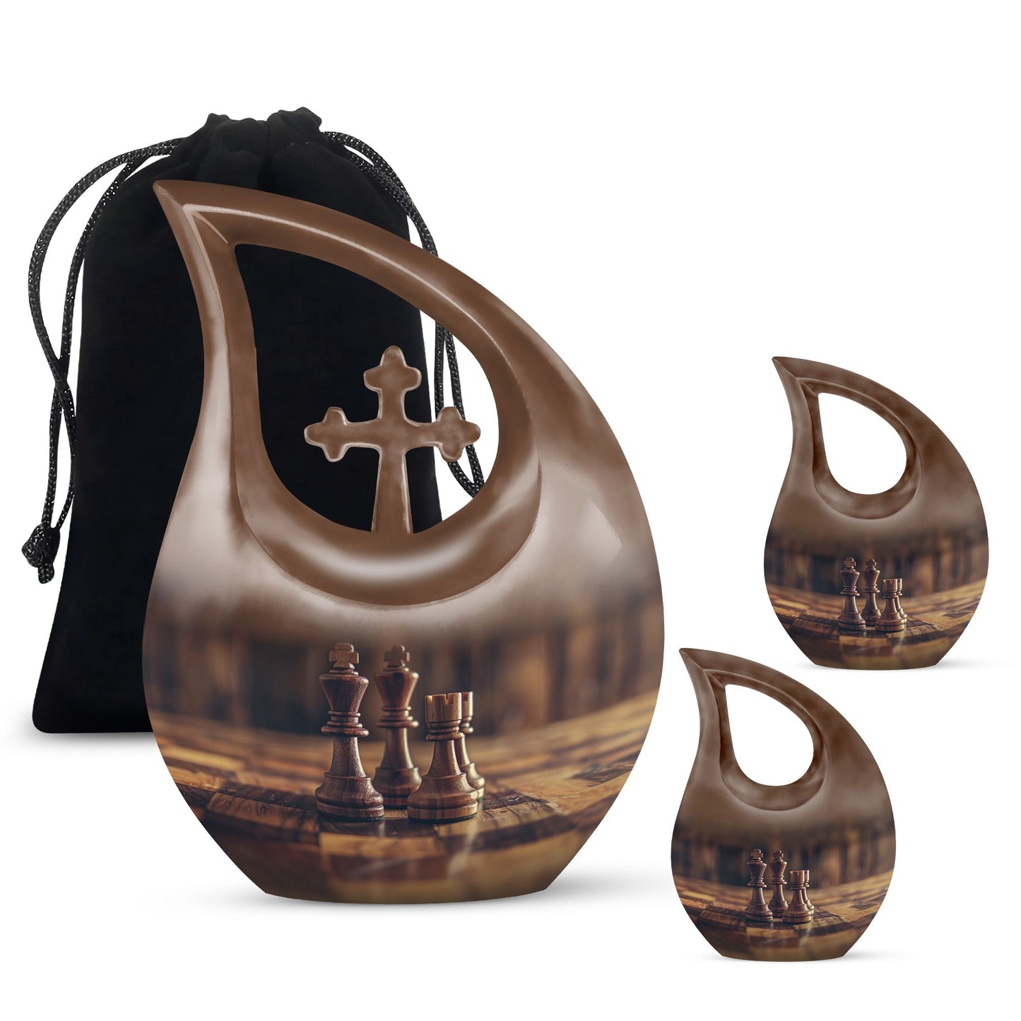Chess themed Cross Drop design Urn