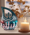 Chess-themed Cross Drop Memorial Urn