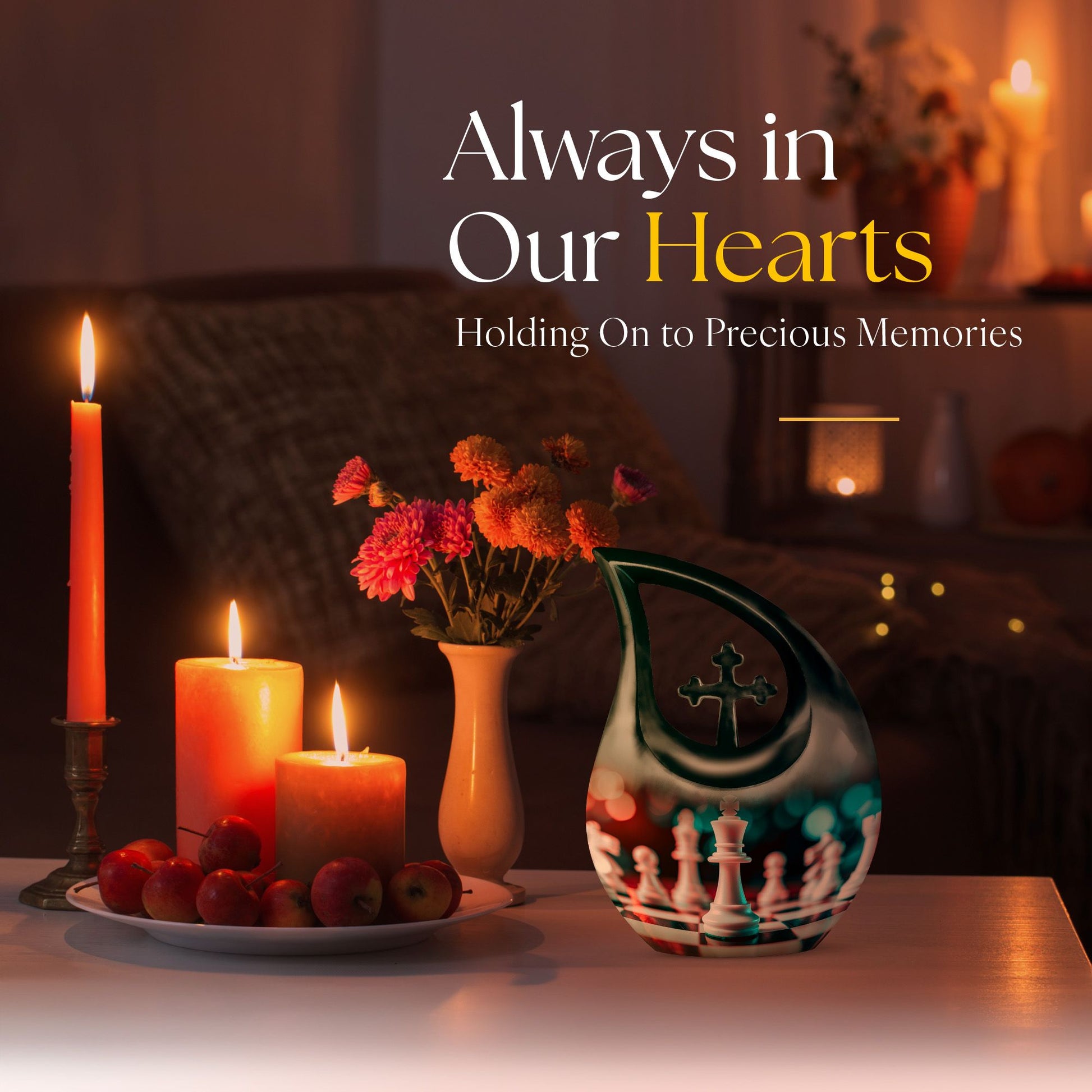 Chess-themed Cross Drop Memorial Urn