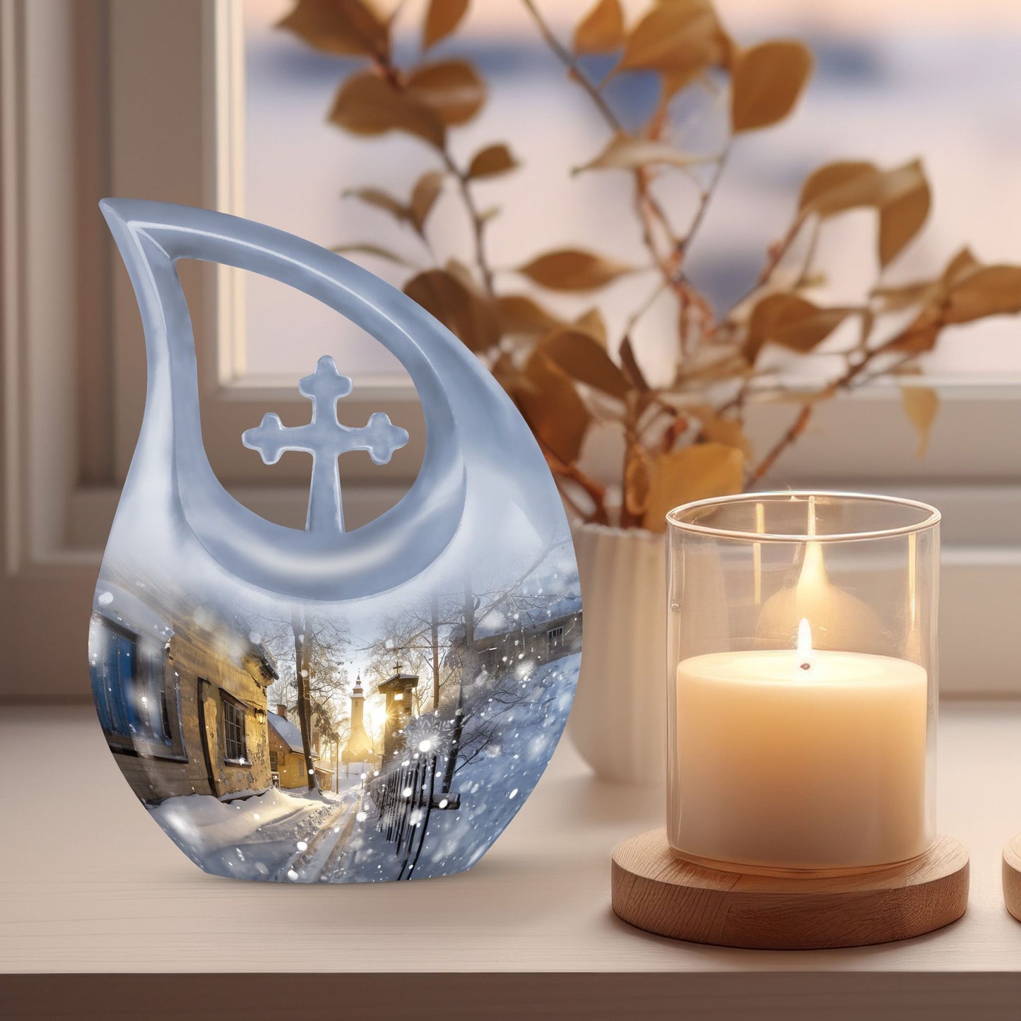 snowflakes urn