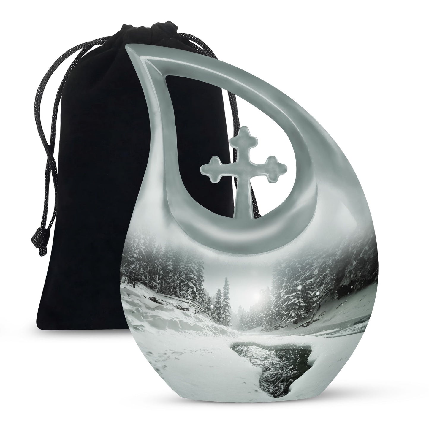 Personalized Winter Cremation Urn for Human Ashes - 10-inch, 200 cu in - Yatskia