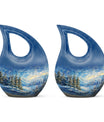 Snowflakes Small Urn Large Memorial, Funeral Urn For Ashes
