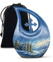 Snowflakes Small Urn Large Memorial, Funeral Urn For Ashes
