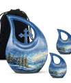 Snowflakes Small Urn Large Memorial, Funeral Urn For Ashes