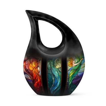 Glass Stained Glass Memorial Urn for Human Ashes - 10-inch, 200 cu in - Yatskia
