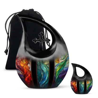 Glass Stained Glass Memorial Urn for Human Ashes - 10-inch, 200 cu in - Yatskia