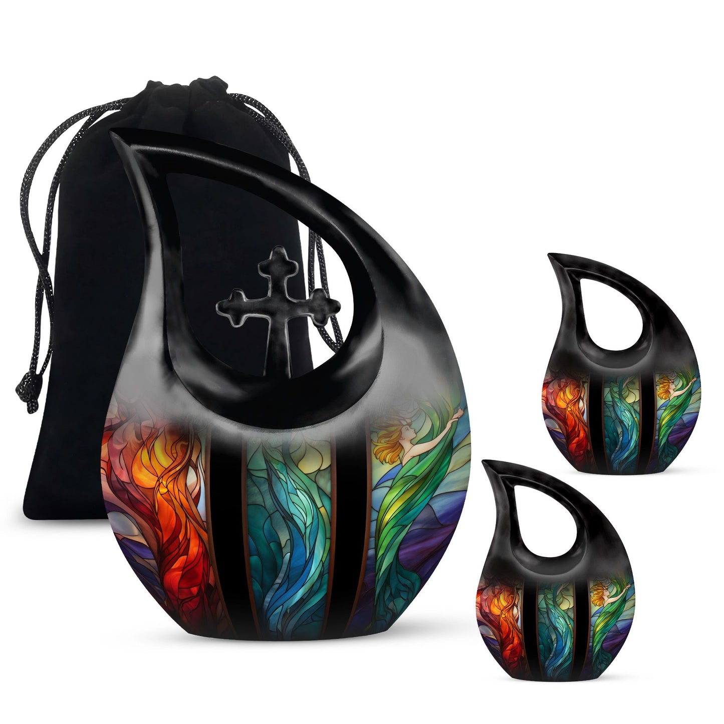 Glass Stained Glass Memorial Urn for Human Ashes - 10-inch, 200 cu in - Yatskia