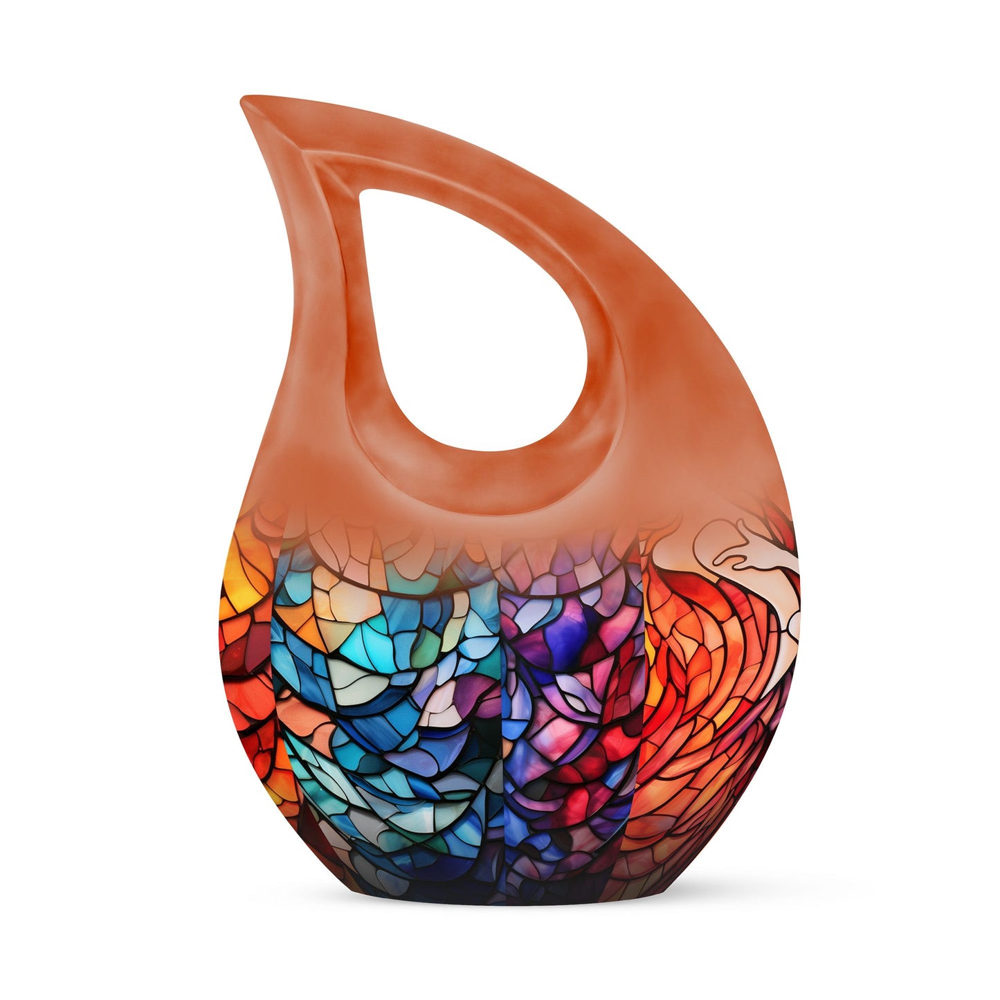 Stained Glass Urn for Human Ashes, Blue Purple Red Mosaic, Cremation Urn