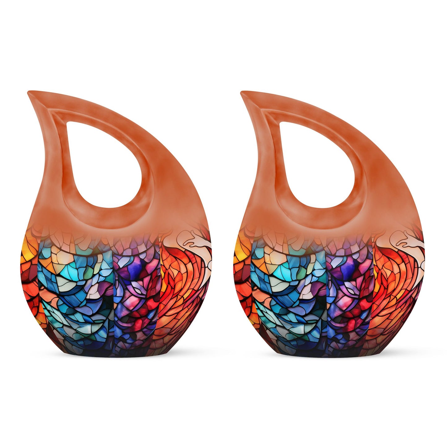 Stained Glass Urn for Human Ashes, Blue Purple Red Mosaic, Cremation Urn