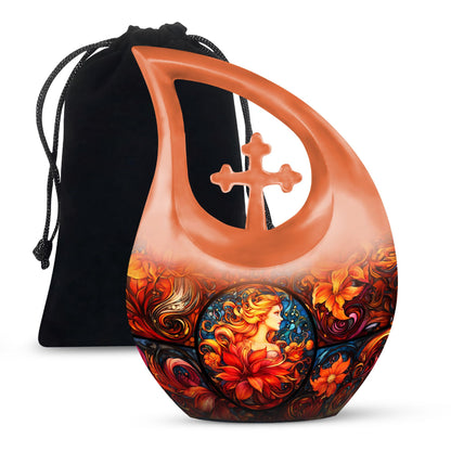 Glass Stained Glass Memorial Urn for Human Ashes - 10-inch, 200 cu in - Yatskia