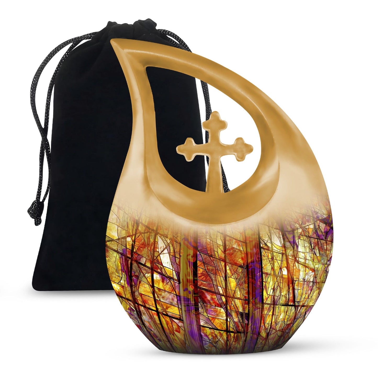 Glass Stained Glass Cremation Urn for Human Ashes - 10-inch, 200 cu in - Yatskia
