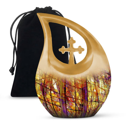 Glass Stained Glass Cremation Urn for Human Ashes - 10-inch, 200 cu in - Yatskia