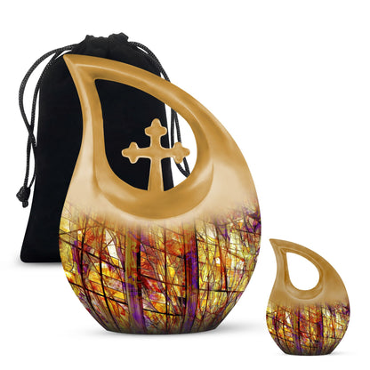 Glass Stained Glass Cremation Urn for Human Ashes - 10-inch, 200 cu in - Yatskia