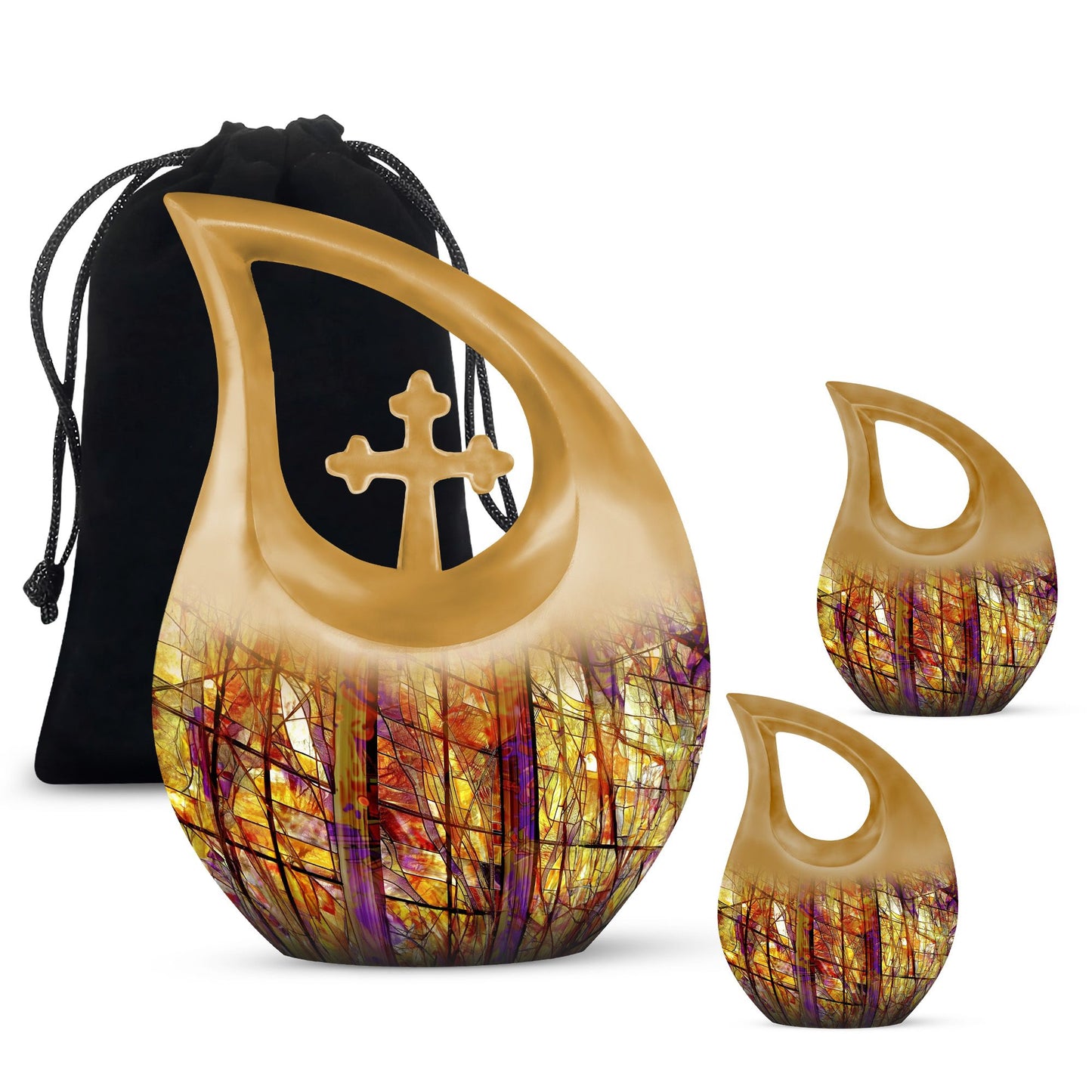 Glass Stained Glass Cremation Urn for Human Ashes - 10-inch, 200 cu in - Yatskia