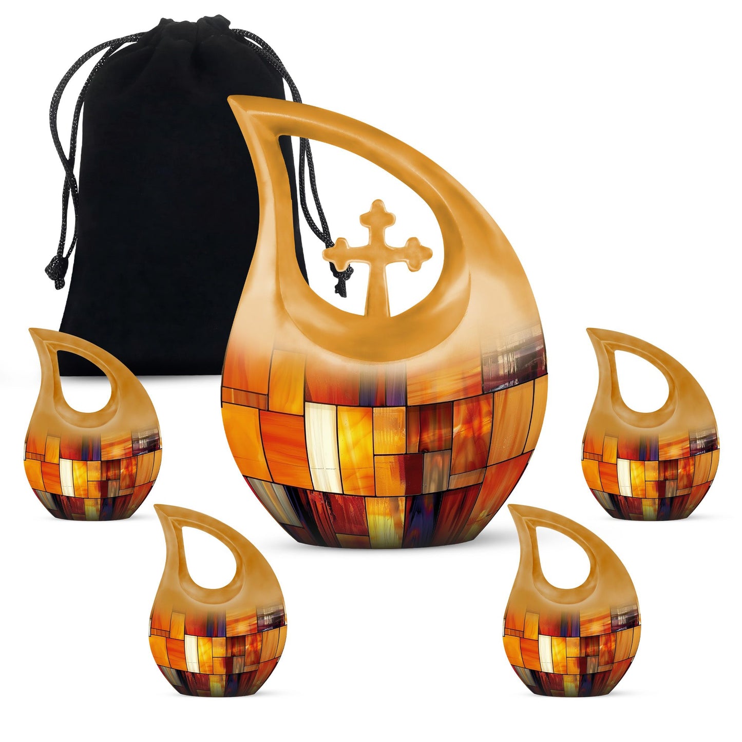 Glass Stained Glass Cremation Urn for Human Ashes - 10-inch, 200 cu in - Yatskia