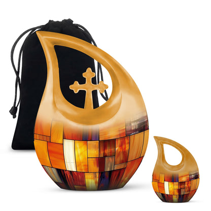 Glass Stained Glass Cremation Urn for Human Ashes - 10-inch, 200 cu in - Yatskia