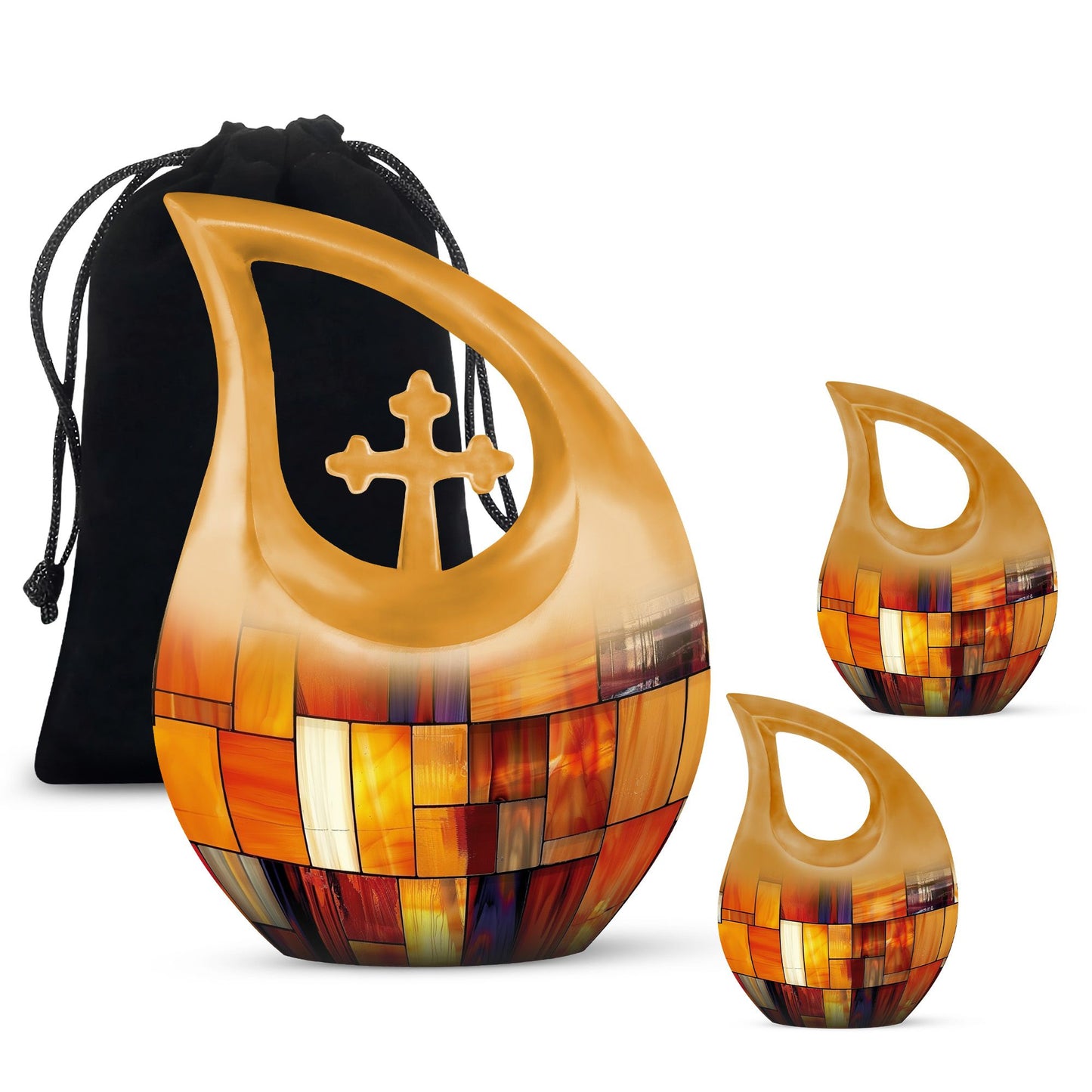 Glass Stained Glass Cremation Urn for Human Ashes - 10-inch, 200 cu in - Yatskia