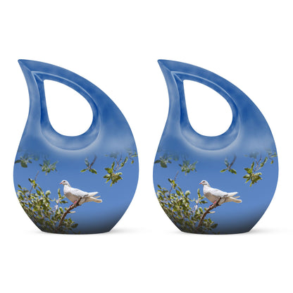 White Personalized Bird Keepsake Urn for Mom - 10-inch, 200 cu in - Yatskia