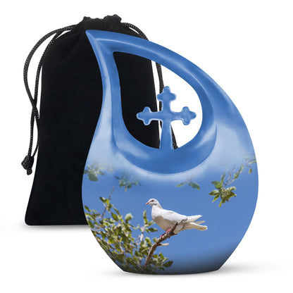 White Personalized Bird Keepsake Urn for Mom - 10-inch, 200 cu in - Yatskia