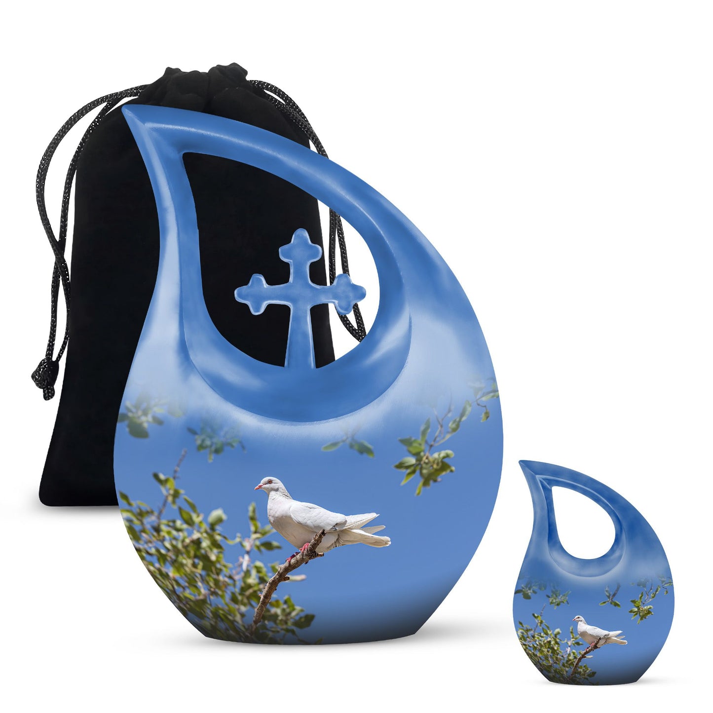 White Personalized Bird Keepsake Urn for Mom - 10-inch, 200 cu in - Yatskia