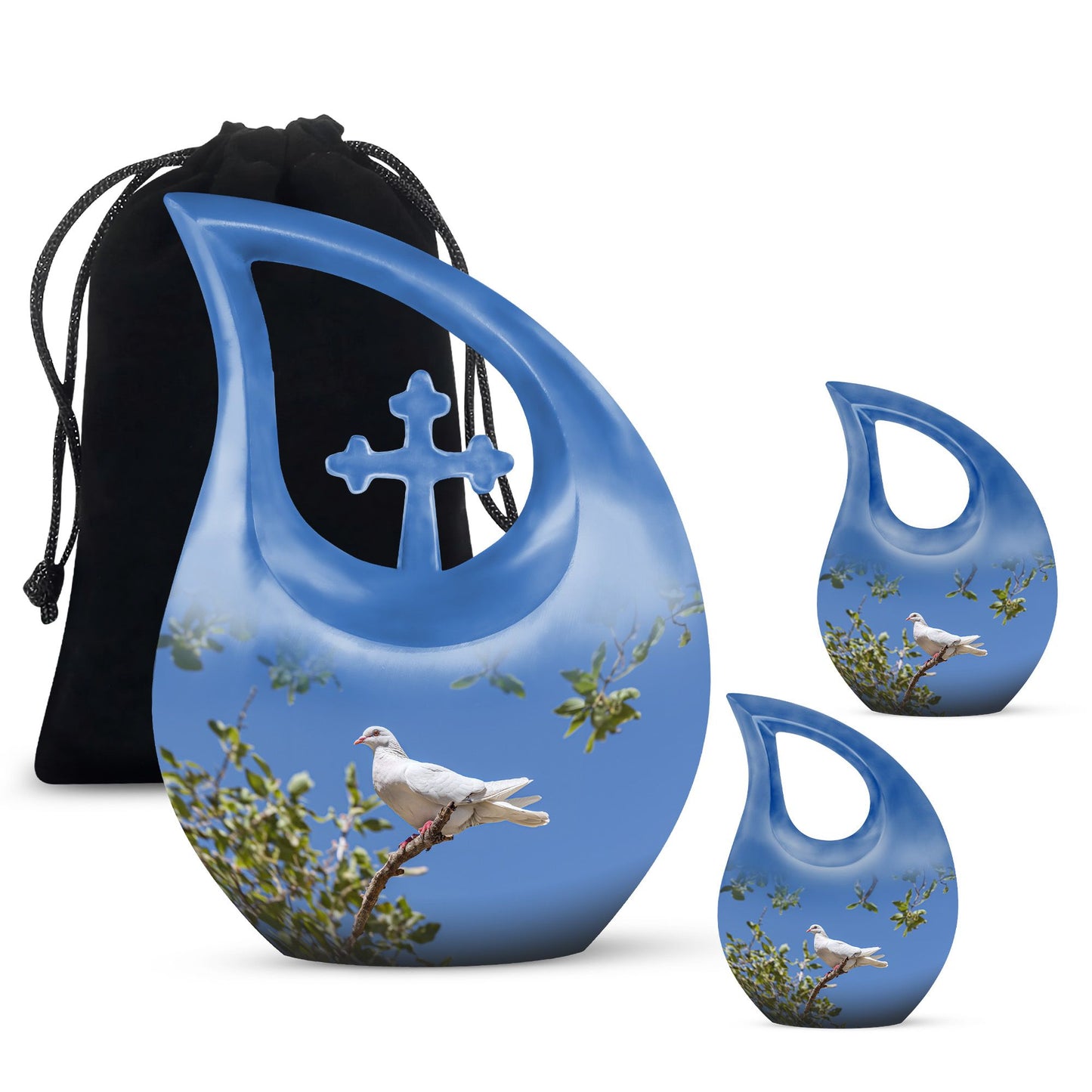 White Personalized Bird Keepsake Urn for Mom - 10-inch, 200 cu in - Yatskia