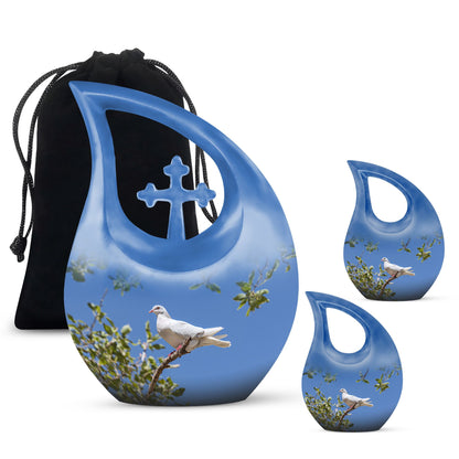 White Personalized Bird Keepsake Urn for Mom - 10-inch, 200 cu in - Yatskia