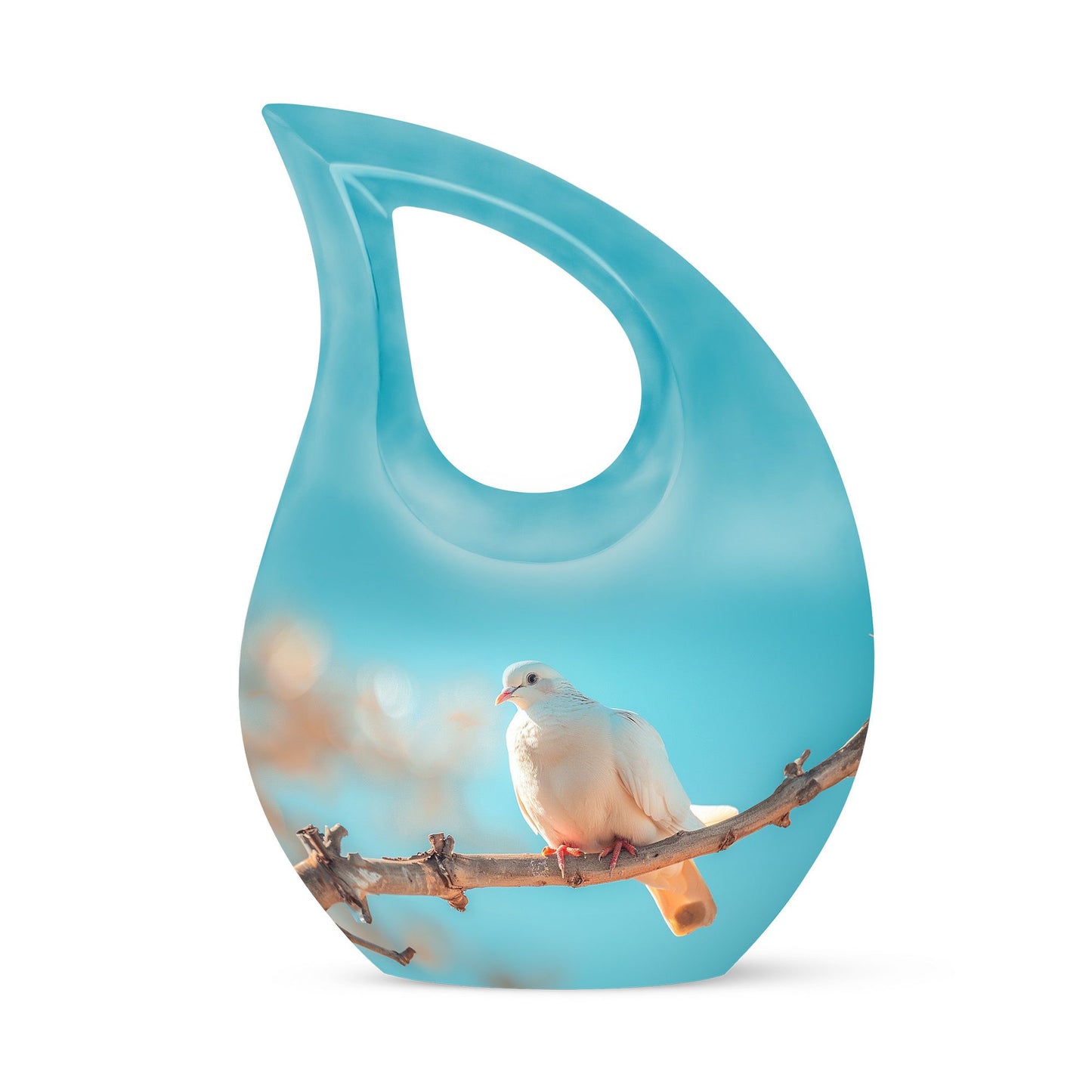 Blue Personalized Bird Cremation Urn for Men and Women - 10-inch, 200 cu in - Yatskia
