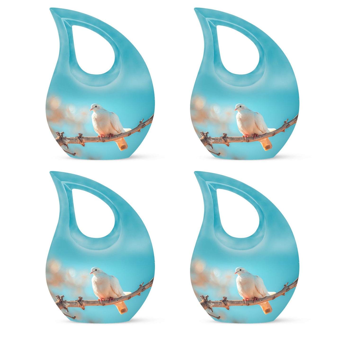 Blue Personalized Bird Cremation Urn for Men and Women - 10-inch, 200 cu in - Yatskia