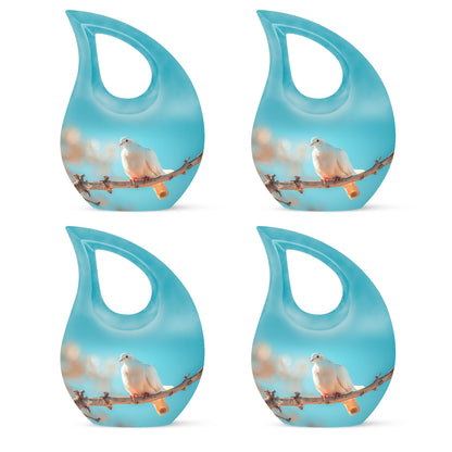 Blue Personalized Bird Cremation Urn for Men and Women - 10-inch, 200 cu in - Yatskia