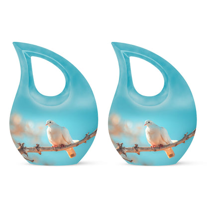 Blue Personalized Bird Cremation Urn for Men and Women - 10-inch, 200 cu in - Yatskia
