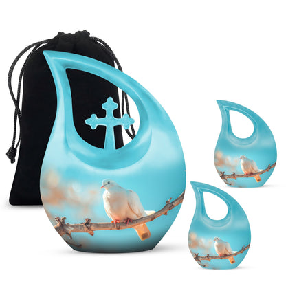 Blue Personalized Bird Cremation Urn for Men and Women - 10-inch, 200 cu in - Yatskia