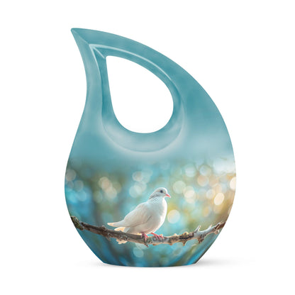 White Personalized Bird Cremation Urn for Adult - 10-inch, 200 cu in - Yatskia