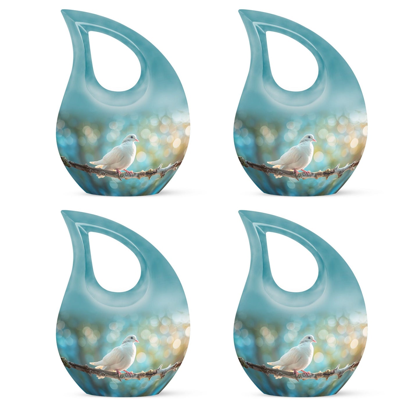 White Personalized Bird Cremation Urn for Adult - 10-inch, 200 cu in - Yatskia