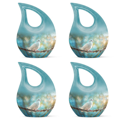 White Personalized Bird Cremation Urn for Adult - 10-inch, 200 cu in - Yatskia