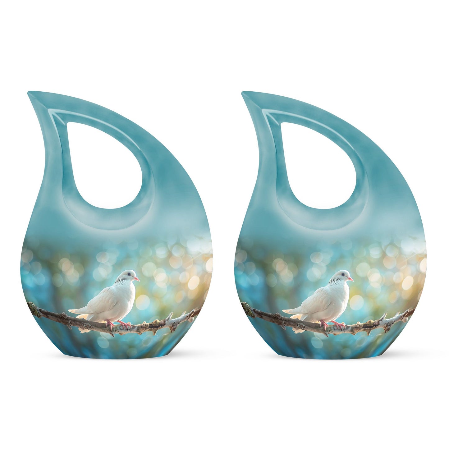 White Personalized Bird Cremation Urn for Adult - 10-inch, 200 cu in - Yatskia