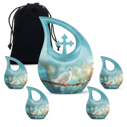 White Personalized Bird Cremation Urn for Adult - 10-inch, 200 cu in - Yatskia