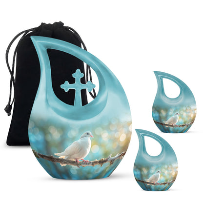 White Personalized Bird Cremation Urn for Adult - 10-inch, 200 cu in - Yatskia
