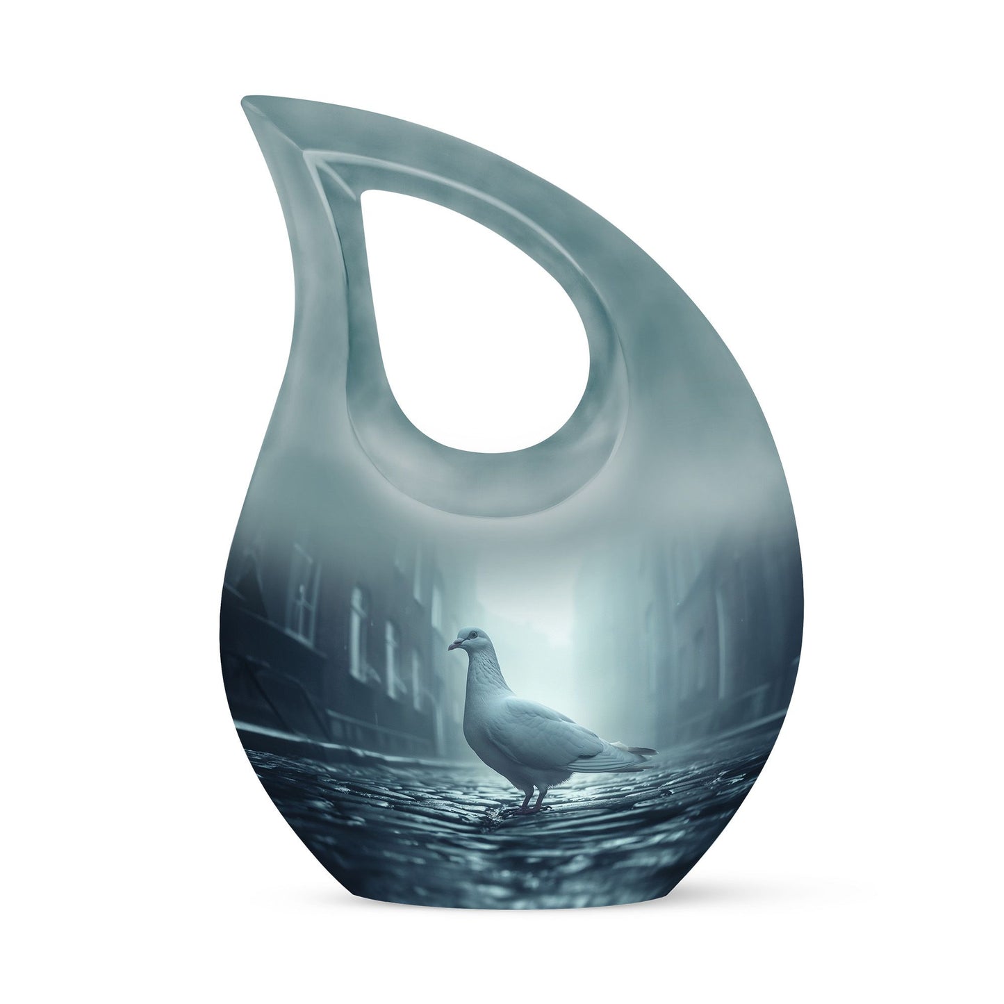 White Personalized Bird Memorial Urn for Human Ashes - 10-inch, 200 cu in - Yatskia