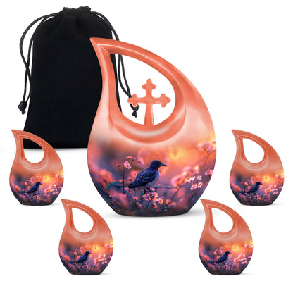 Pink Personalized Bird Cremation Urn for Human Ashes - 10-inch, 200 cu in - Yatskia