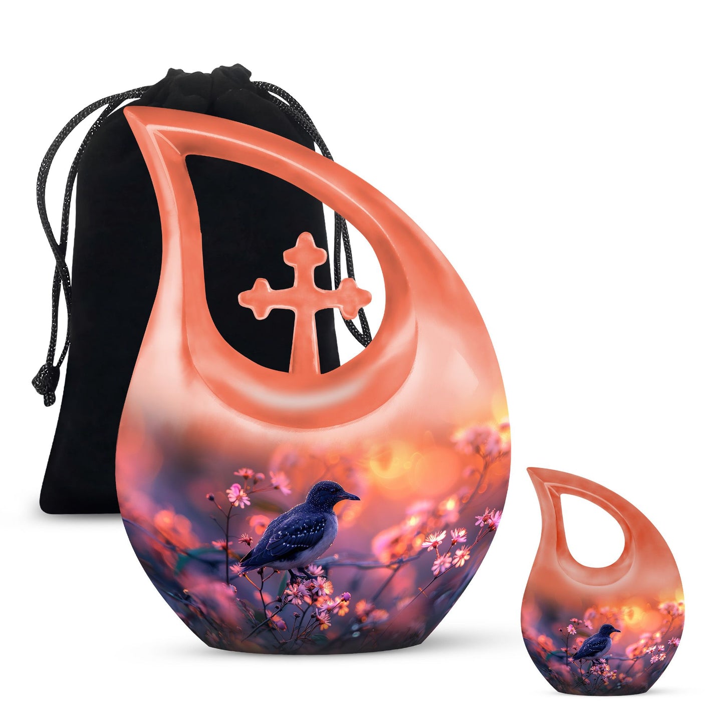 Pink Personalized Bird Cremation Urn for Human Ashes - 10-inch, 200 cu in - Yatskia
