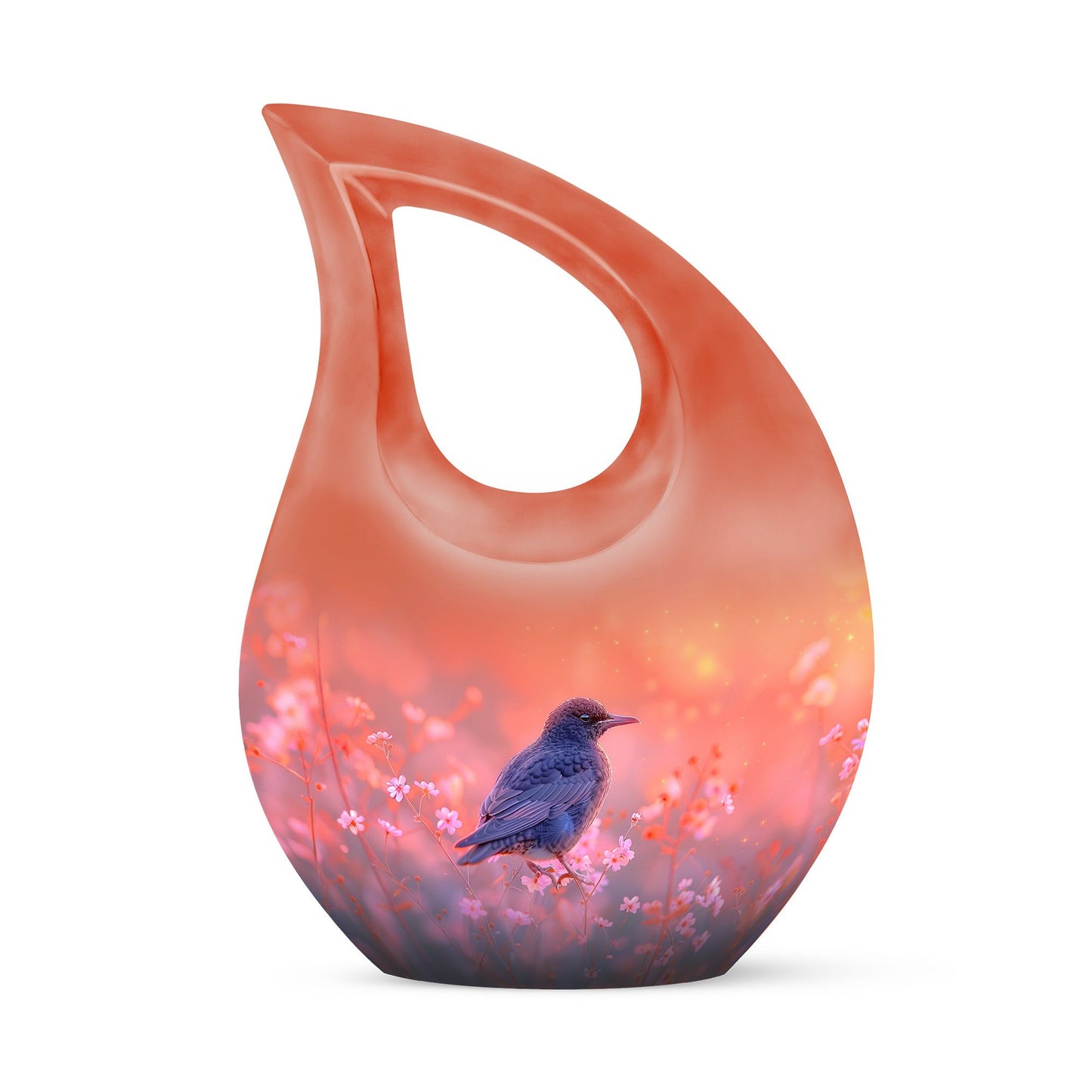 Pink Personalized Bird Cremation Urn for Women - 10-inch, 200 cu in - Yatskia