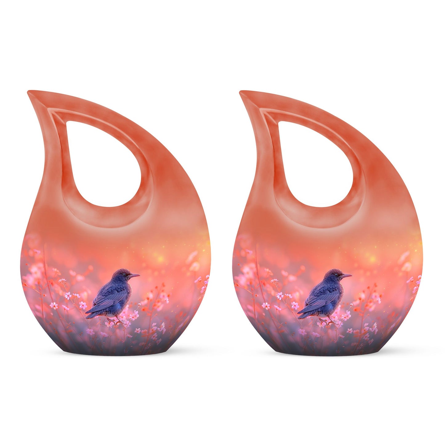Pink Personalized Bird Cremation Urn for Women - 10-inch, 200 cu in - Yatskia