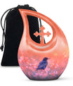 Solitary Bird Memorial Ashes Urn For Women - Pink Cremation Urn For Female