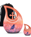 Solitary Bird Memorial Ashes Urn For Women - Pink Cremation Urn For Female